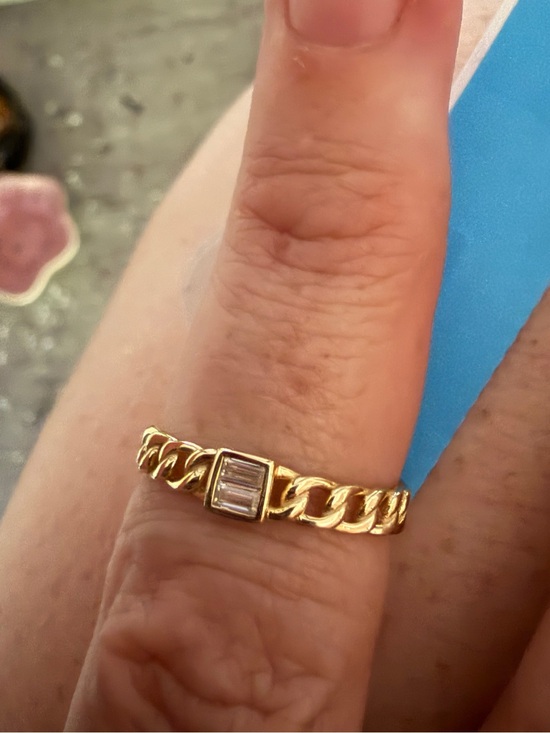 Jewelry - Gold over 925SS Chain Link Ring Moissanite Size 7